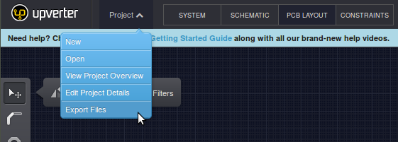 Export Files in Project Menu