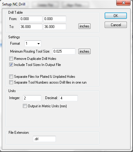 Setup NC Drill